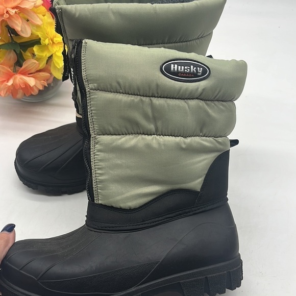 Husky Tan Warm Nylon Rubber Wool Winter Boots Size 7 WRB4282G - Picture 2 of 8